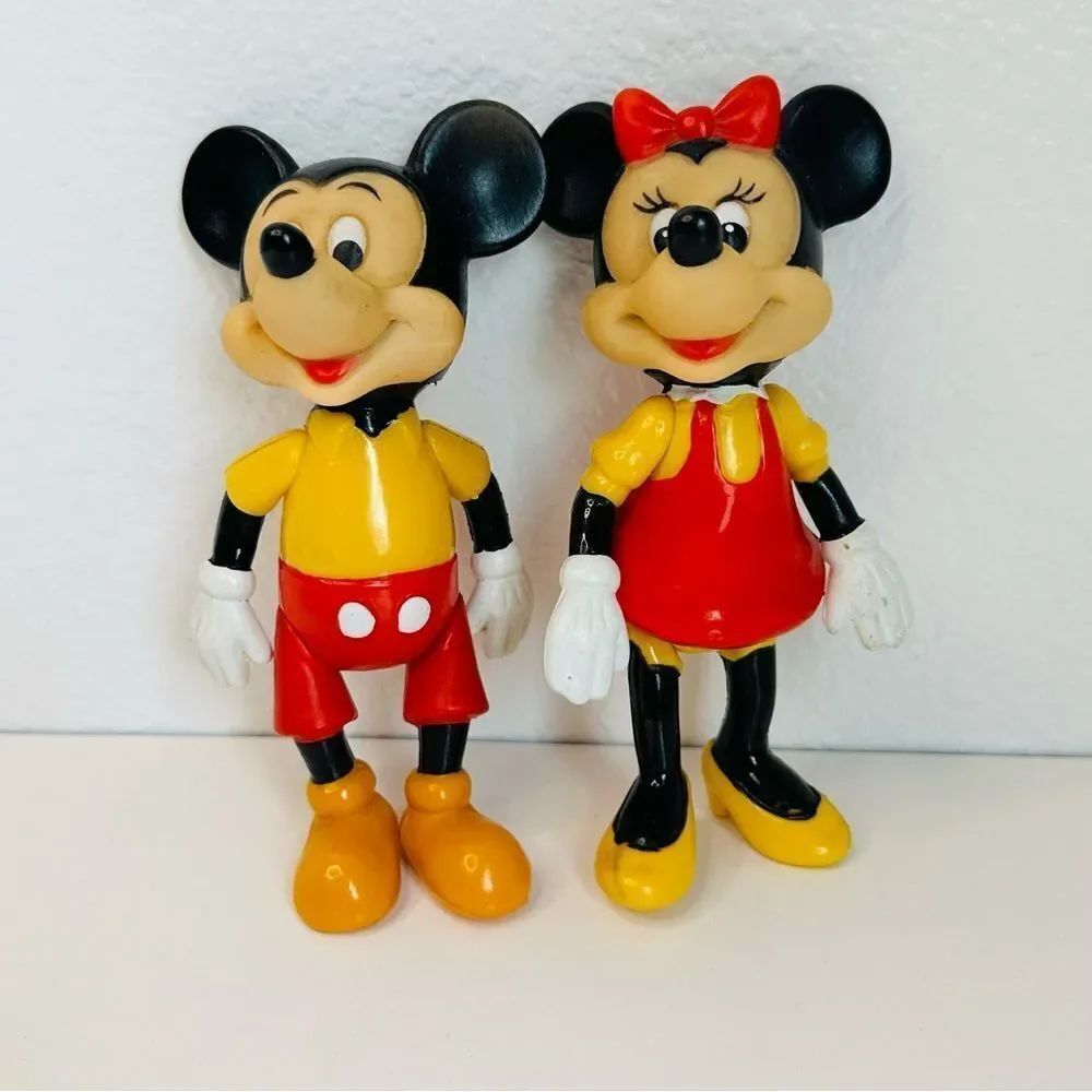 Walt Disney ProductionsβVintage Minnie And Mickeyβ Mouse Rubber Figures 5.5 In